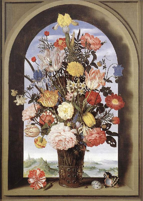 BOSSCHAERT, Ambrosius the Elder Bouquet in an Arched Window  yuyt France oil painting art